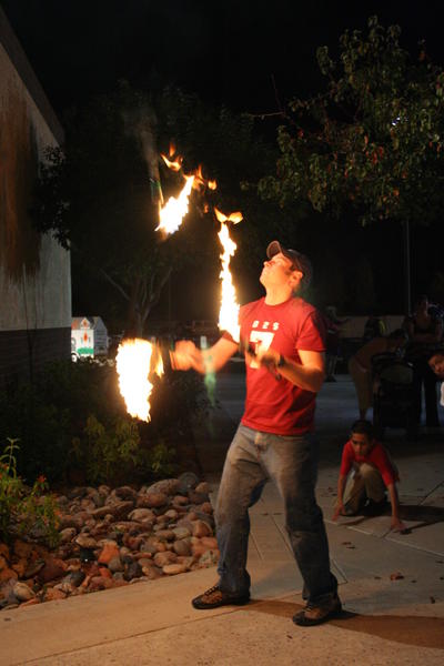 Ken juggling fire 
