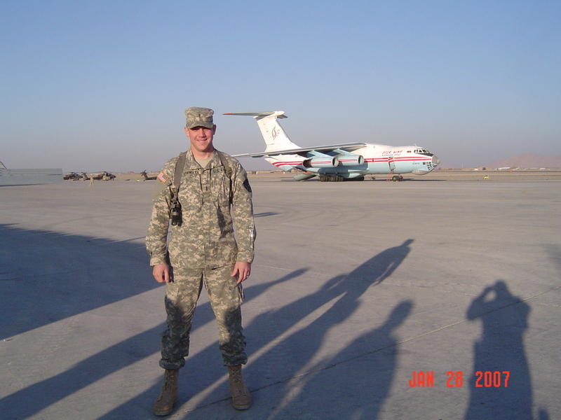 Me in front of a funky Russian Cargo Plane