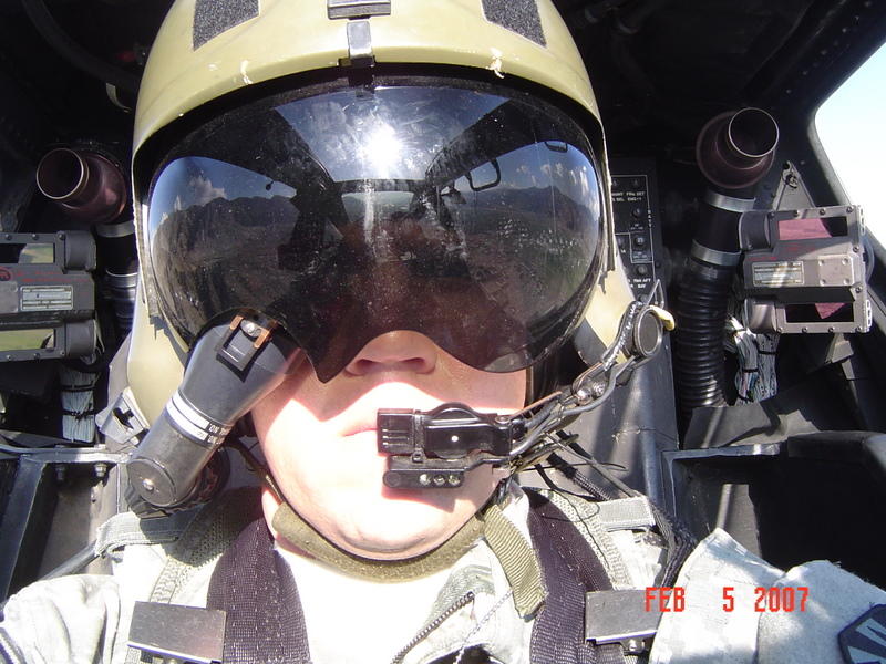 Me in the cockpit, visor down